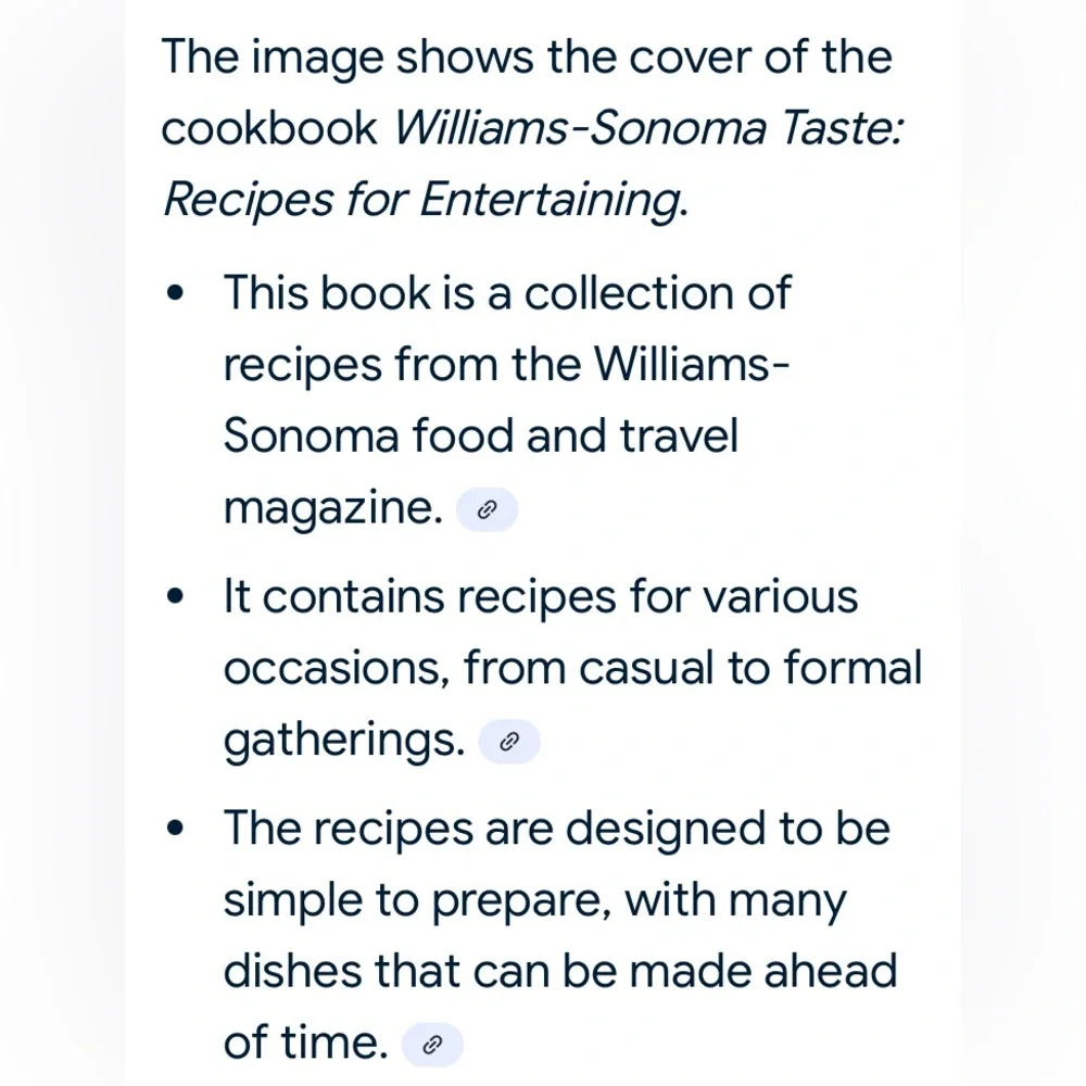Williams Sonoma Taste Recipes for Entertaining hardcover Book cookbook vintage